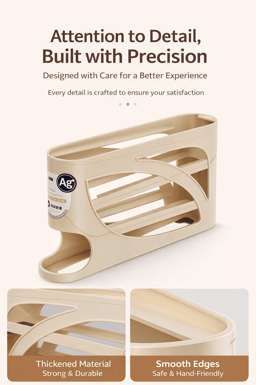 Egg Organizer for Refrigerator | 30 Egg Capacity Rolling Dispenser