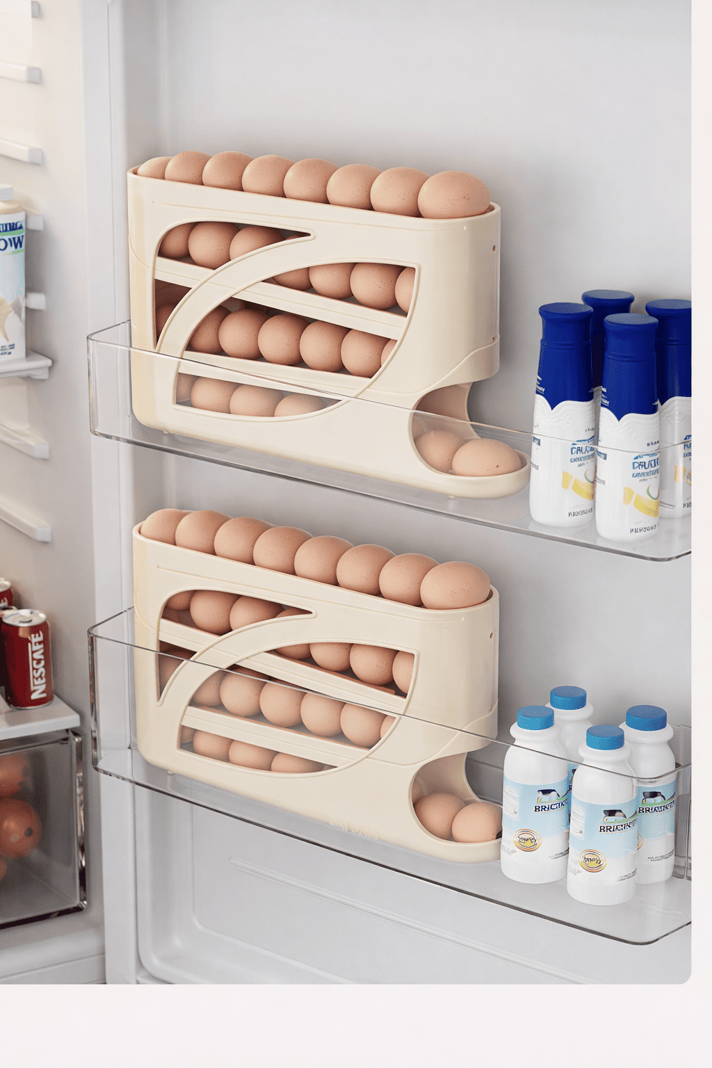 Egg Organizer for Refrigerator | 30 Egg Capacity Rolling Dispenser