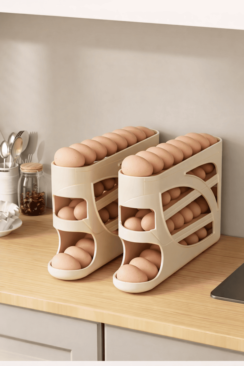 Egg Organizer for Refrigerator | 30 Egg Capacity Rolling Dispenser