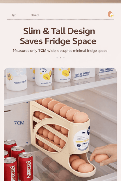 Egg Organizer for Refrigerator | 30 Egg Capacity Rolling Dispenser