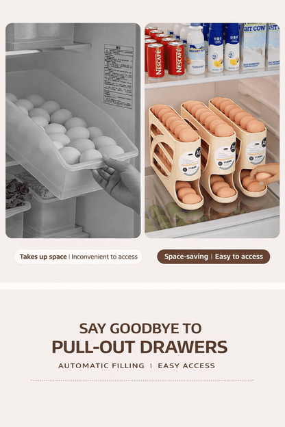 Egg Organizer for Refrigerator | 30 Egg Capacity Rolling Dispenser