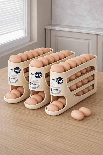 Egg Organizer for Refrigerator | 30 Egg Capacity Rolling Dispenser