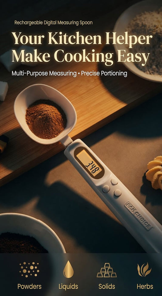 LCD digital measuring spoon with hold tare and unit switch buttons