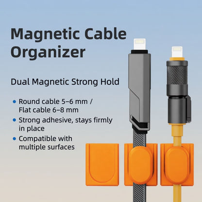 Cable size guide for magnetic organizer with round and flat cable compatibility