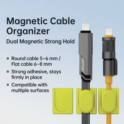 Installation guide for adhesive magnetic cable organizer base on a smooth surface