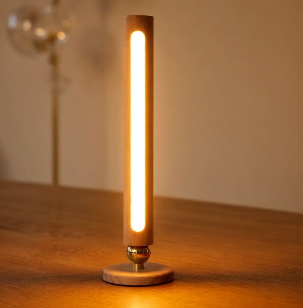 Magnetic wooden wall lamp with warm light touch control dimming and rechargeable design