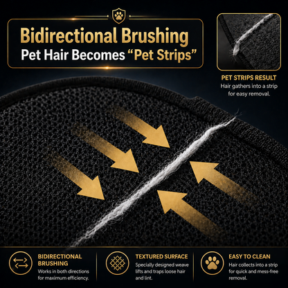 Pet hair remover mitt size guide showing extra-wide cleaning surface for sofa and bedding