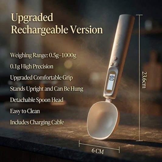 Rechargeable digital measuring spoon scale weighing coffee grounds with 0.1g precision