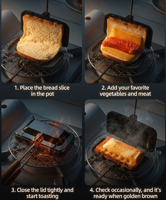 Savory ham corn and cheese sandwich inside a stovetop toastie maker pa