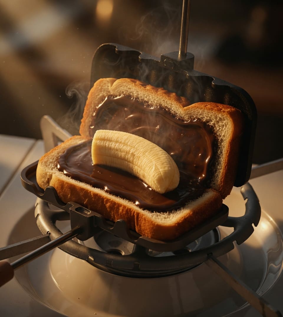 Open sandwich toaster pan showing the interior cooking surface