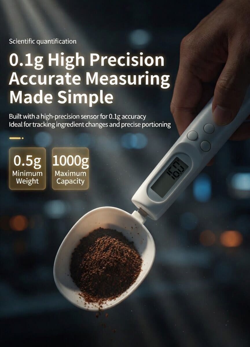 USB-C rechargeable digital measuring spoon scale with charging cable