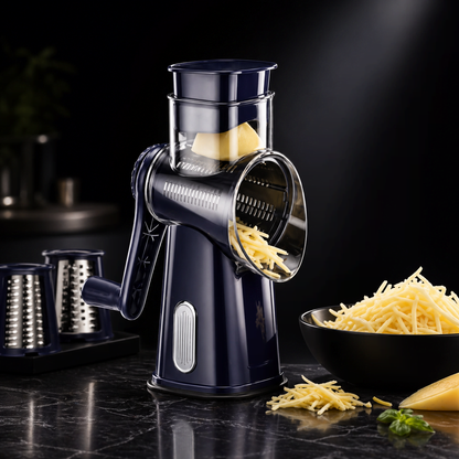 Manual rotary slicer making crispy wavy potato chips quickly and safely at home
